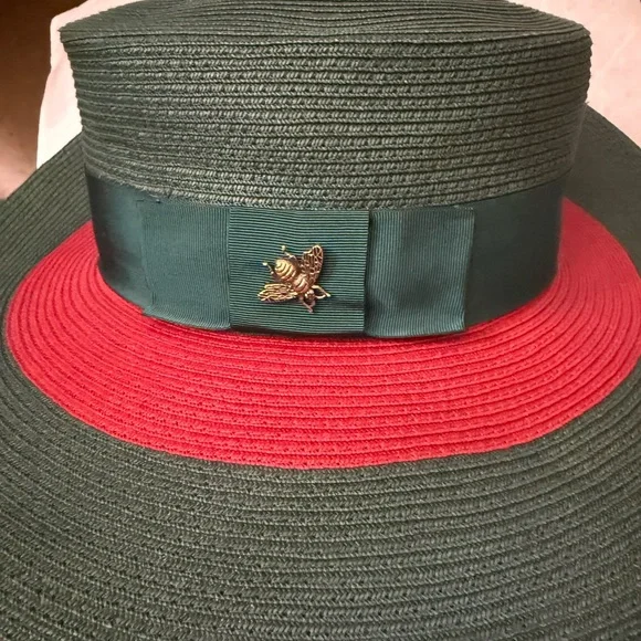 Green and Red Straw Hat with Ribbon - Picture 5 of 11